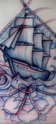 эскиз для тату корабль олд скул 27.09.2019 №005 -sketch frigate tattoo- tatufoto.com