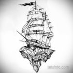 эскиз для тату корабль с парусами 27.09.2019 №001 -sketch frigate tattoo- tatufoto.com