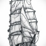 эскиз для тату корабль с парусами 27.09.2019 №007 -sketch frigate tattoo- tatufoto.com