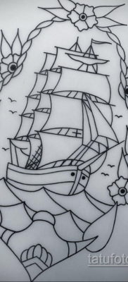 эскиз для тату корабль с парусами 27.09.2019 №009 -sketch frigate tattoo- tatufoto.com