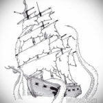 эскиз для тату корабль с парусами 27.09.2019 №011 -sketch frigate tattoo- tatufoto.com