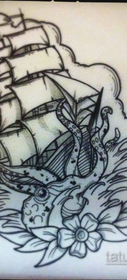 эскиз для тату корабль с парусами 27.09.2019 №014 -sketch frigate tattoo- tatufoto.com