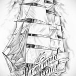 эскиз для тату корабль с парусами 27.09.2019 №015 -sketch frigate tattoo- tatufoto.com