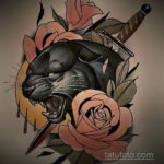 эскиз для тату кот с ножом 23.09.2019 №002 - sketch for cat tattoo with knife - tatufoto.com
