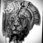 эскиз для тату лев и часы 19.09.2019 №001 - sketch for tattoo lion and watch - tatufoto.com