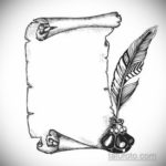 эскиз для тату надпись с пером 26.09.2019 №004 -sketch feather tattoo- tatufoto.com