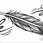 эскиз для тату надпись с пером 26.09.2019 №006 -sketch feather tattoo- tatufoto.com