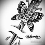 эскиз для тату нож бабочка 23.09.2019 №001 - sketch for butterfly knife tattoo - tatufoto.com