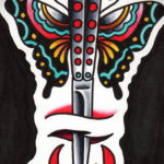 эскиз для тату нож бабочка 23.09.2019 №006 - sketch for butterfly knife tattoo - tatufoto.com