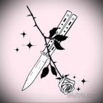 эскиз для тату нож бабочка 23.09.2019 №008 - sketch for butterfly knife tattoo - tatufoto.com
