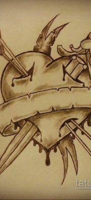 эскиз для тату нож в сердце 23.09.2019 №005 — sketch for tattoo knife in the h — tatufoto.com