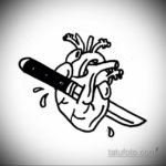 эскиз для тату нож в сердце 23.09.2019 №006 - sketch for tattoo knife in the h - tatufoto.com