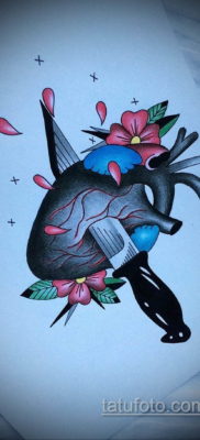эскиз для тату нож в сердце 23.09.2019 №010 — sketch for tattoo knife in the h — tatufoto.com