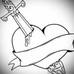 эскиз для тату нож в сердце 23.09.2019 №020 - sketch for tattoo knife in the h - tatufoto.com