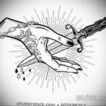 эскиз для тату нож в спине 23.09.2019 №009 - sketch for tattoo knife in the ba - tatufoto.com