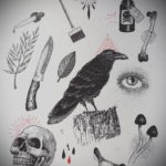 эскиз для тату нож глаза 23.09.2019 №007 - sketch for tattoo knife eyes - tatufoto.com