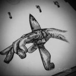 эскиз для тату нож на руке 23.09.2019 №003 - sketch for tattoo knife on hand - tatufoto.com