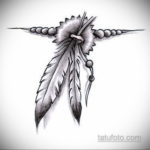 эскиз для тату перо индейца 26.09.2019 №002 -sketch feather tattoo- tatufoto.com