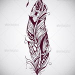 эскиз для тату перо индейца 26.09.2019 №020 -sketch feather tattoo- tatufoto.com