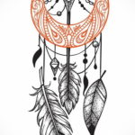 эскиз для тату перо на бедре 26.09.2019 №002 -sketch feather tattoo- tatufoto.com