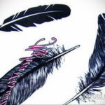 эскиз для тату перо на животе 26.09.2019 №007 -sketch feather tattoo- tatufoto.com