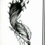 эскиз для тату перо на шее 26.09.2019 №001 -sketch feather tattoo- tatufoto.com