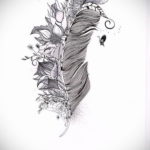 эскиз для тату перо на шее 26.09.2019 №003 -sketch feather tattoo- tatufoto.com