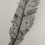 эскиз для тату перо на щиколотке 26.09.2019 №001 -sketch feather tattoo- tatufoto.com