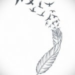 эскиз для тату перо на щиколотке 26.09.2019 №003 -sketch feather tattoo- tatufoto.com