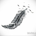 эскиз для тату перо с птицами 26.09.2019 №006 -sketch feather tattoo- tatufoto.com