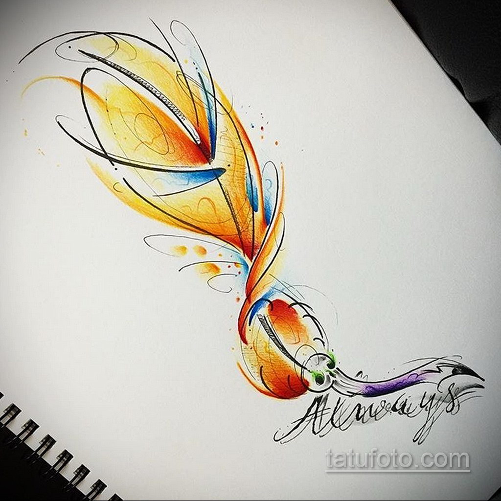 эскиз для тату перо феникса 26.09.2019 №007 -sketch feather tattoo- tatufoto.com