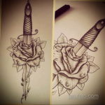 эскиз для тату роза с ножом 23.09.2019 №005 - sketch for tattoo rose with a k - tatufoto.com