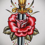 эскиз для тату роза с ножом 23.09.2019 №007 - sketch for tattoo rose with a k - tatufoto.com