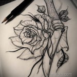 эскиз для тату роза с ножом 23.09.2019 №008 - sketch for tattoo rose with a k - tatufoto.com