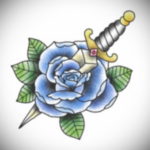 эскиз для тату роза с ножом 23.09.2019 №016 - sketch for tattoo rose with a k - tatufoto.com