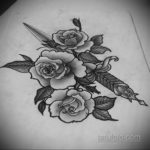 эскиз для тату роза с ножом 23.09.2019 №019 - sketch for tattoo rose with a k - tatufoto.com
