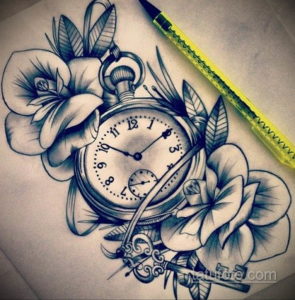 эскиз для тату с часами на предплечье 19.09.2019 №014 - sketch for tattoo - tatufoto.com