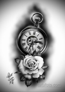 эскиз для тату с часами на руку 19.09.2019 №003 - sketch for tattoo with a cl - tatufoto.com