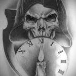 эскиз для тату смерть с часами 19.09.2019 №003 - sketch for tattoo death wit - tatufoto.com
