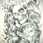 эскиз для тату смерть с часами 19.09.2019 №005 - sketch for tattoo death wit - tatufoto.com