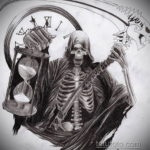 эскиз для тату смерть с часами 19.09.2019 №007 - sketch for tattoo death wit - tatufoto.com