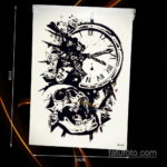 эскиз для тату смерть с часами 19.09.2019 №010 - sketch for tattoo death wit - tatufoto.com