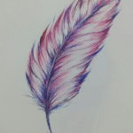 эскиз для тату цветное перо 26.09.2019 №002 -sketch feather tattoo- tatufoto.com