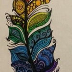 эскиз для тату цветное перо 26.09.2019 №006 -sketch feather tattoo- tatufoto.com