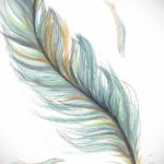 эскиз для тату цветное перо 26.09.2019 №014 -sketch feather tattoo- tatufoto.com