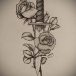 эскиз для тату цветок и нож 23.09.2019 №002 - sketch for flower and knife tatt - tatufoto.com