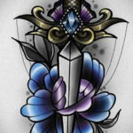 эскиз для тату цветок и нож 23.09.2019 №022 - sketch for flower and knife tatt - tatufoto.com