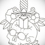 эскиз для тату цветок и нож 23.09.2019 №024 - sketch for flower and knife tatt - tatufoto.com