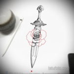 эскиз для тату цветок и нож 23.09.2019 №034 - sketch for flower and knife tatt - tatufoto.com