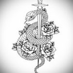 эскиз для тату цветок и нож 23.09.2019 №036 - sketch for flower and knife tatt - tatufoto.com